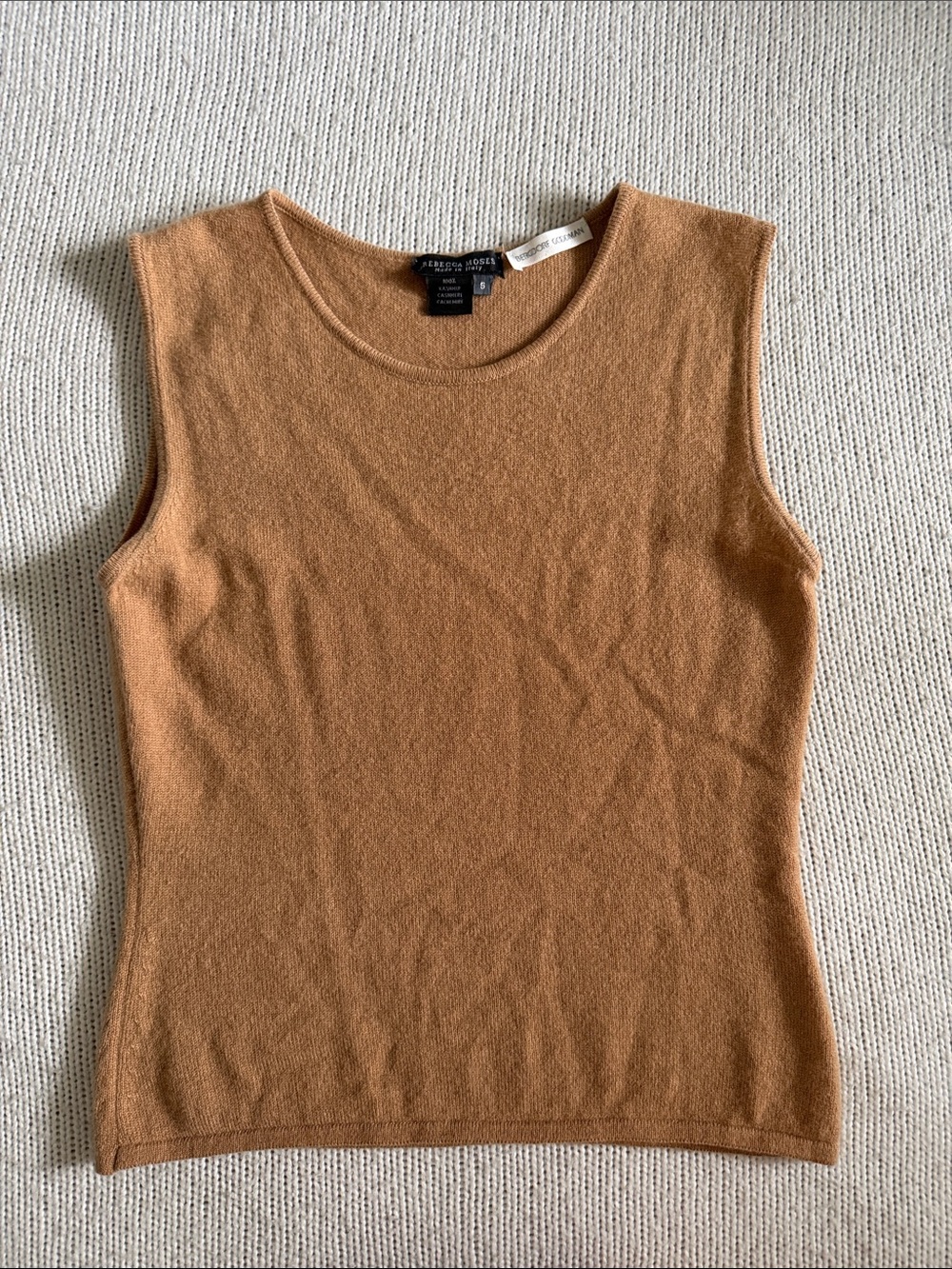 Bergdorf Goodman 100% Cashmere Sleeveless Sweater Tan Size Small